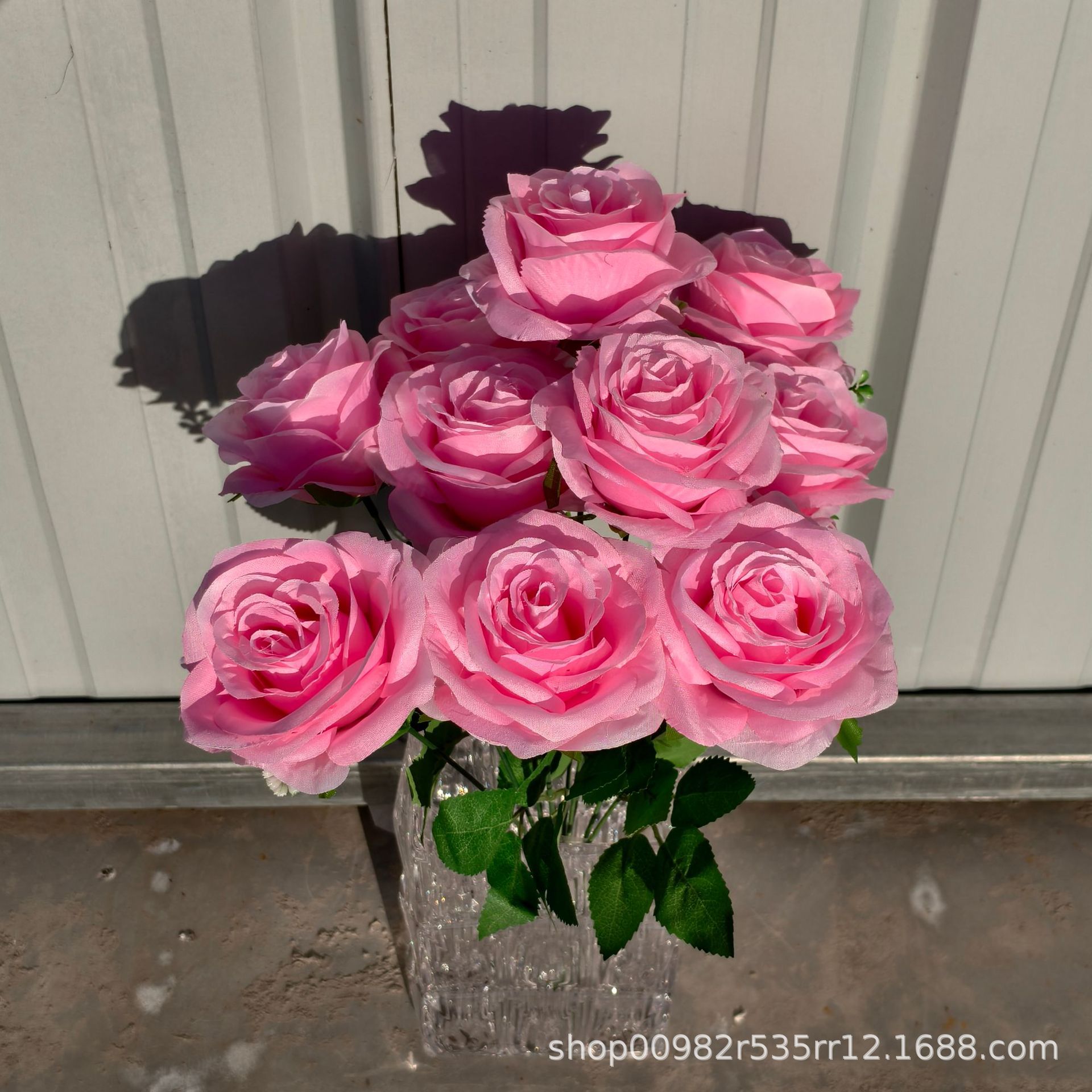 厂家批发10头玫瑰仿真花婚庆婚礼堂装饰玫瑰花假花外贸跨境西洋玫详情6