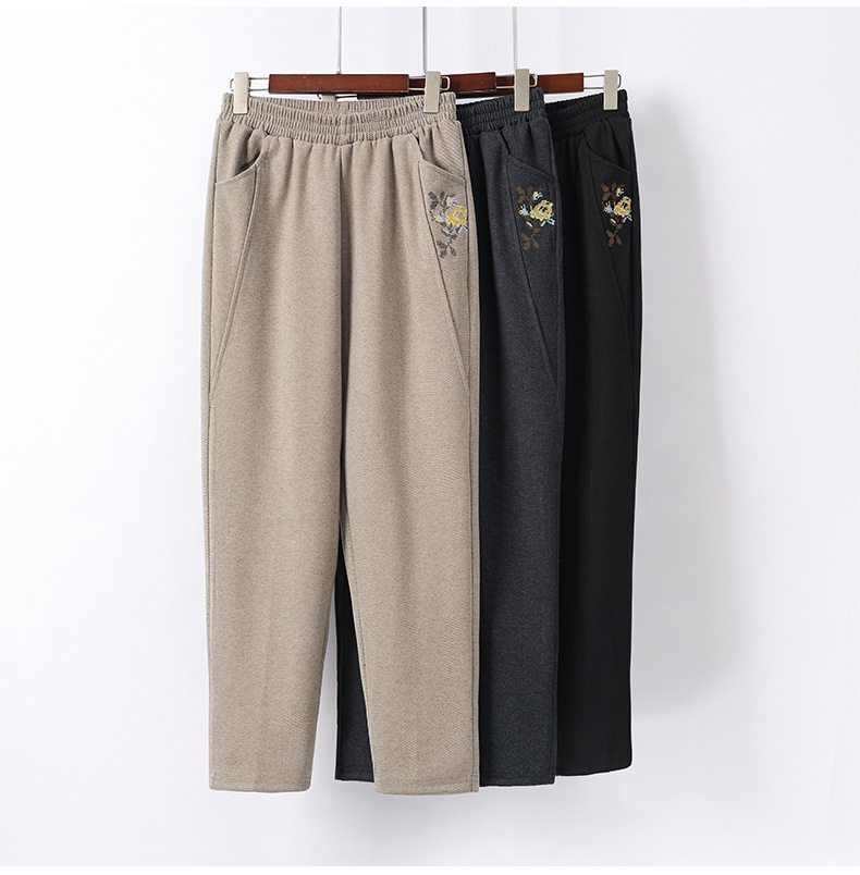 妈妈裤子中老年人秋款休闲长裤女小个子奶奶秋季运动松紧腰直筒裤详情14