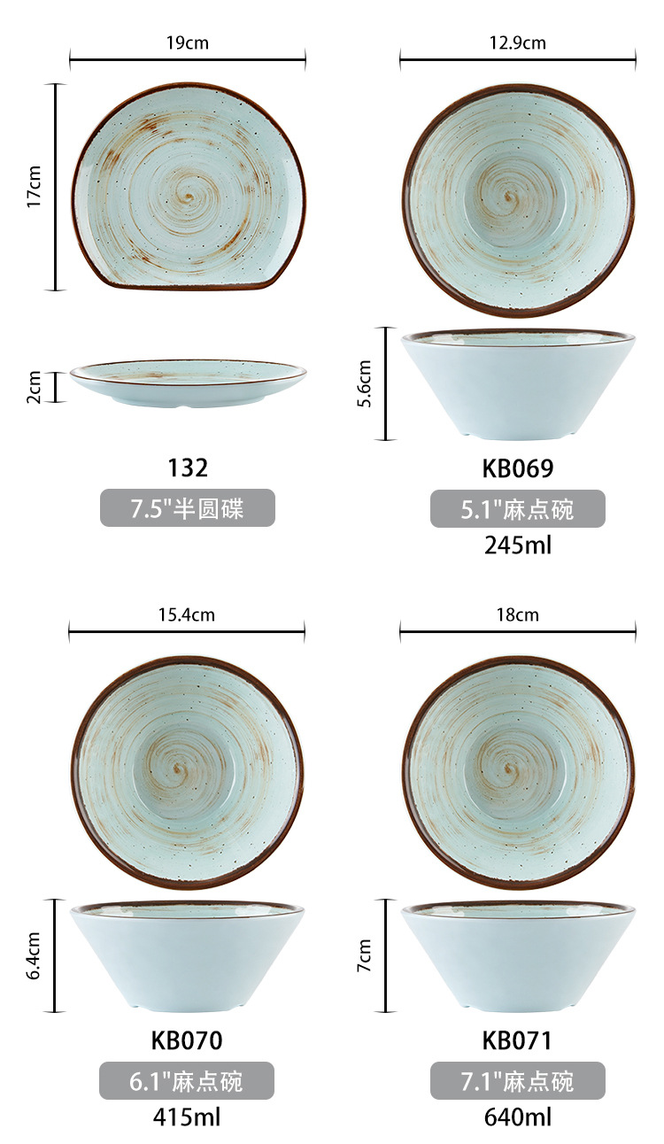 New imitation porcelain KB blue glaze dot melamine tableware factory direct sales melamine tableware pic 8