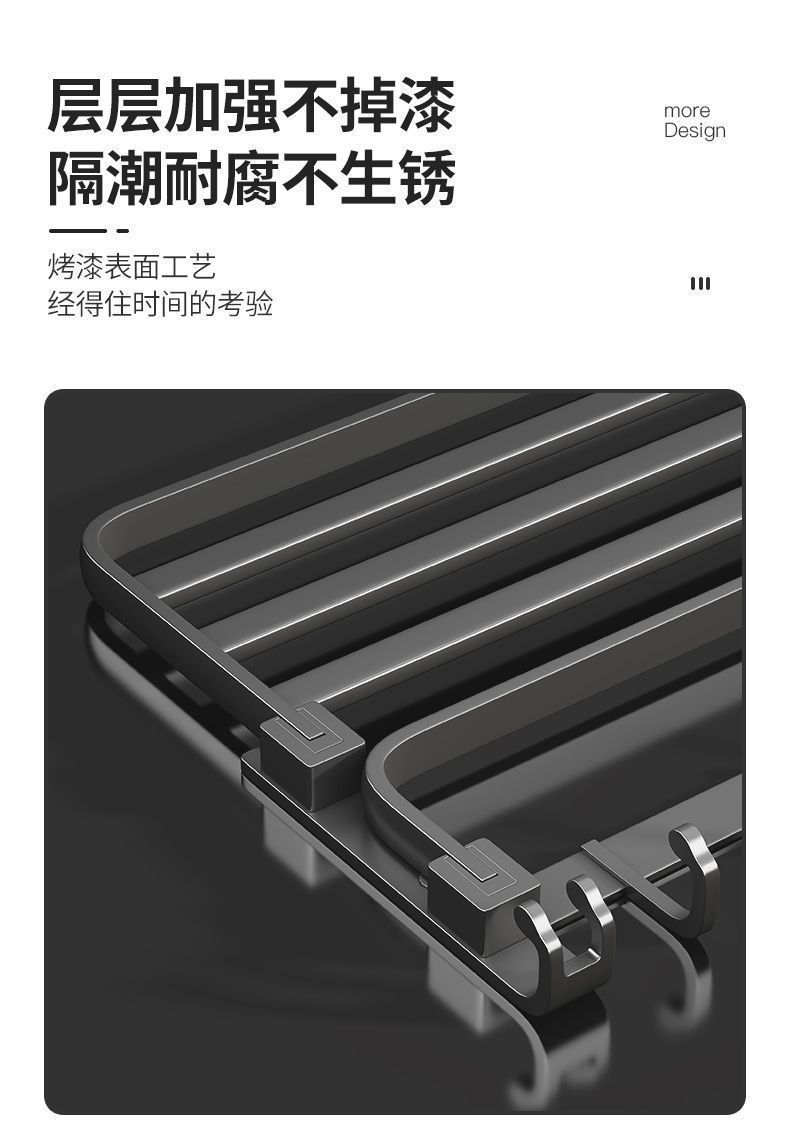 枪灰色免打孔毛巾架卫生间太空铝毛巾杆厕所置物架壁挂浴室卫浴详情11