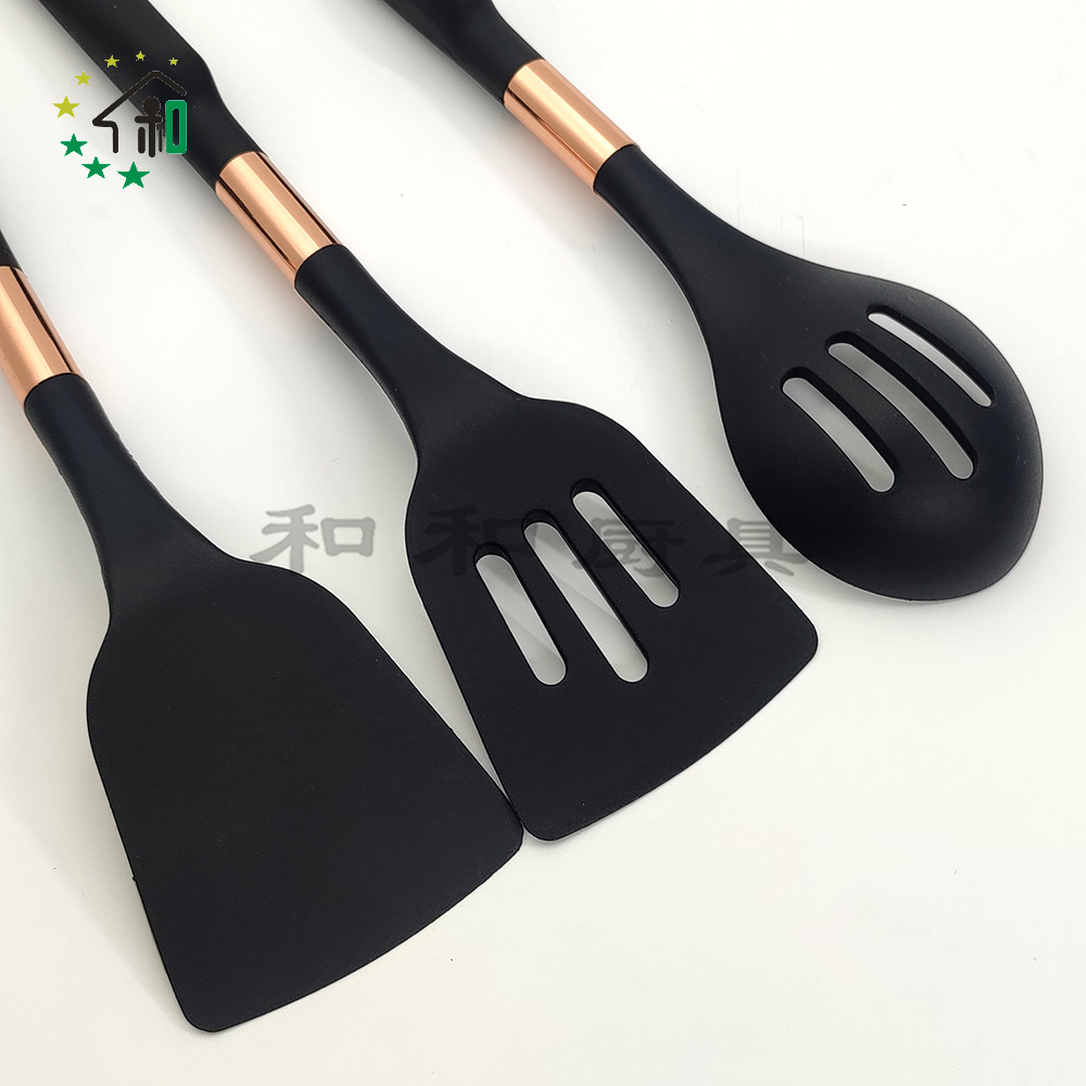 供应跨境硅胶厨具套装 不粘锅厨房用具烹饪勺铲 10件金色烘焙工具详情20