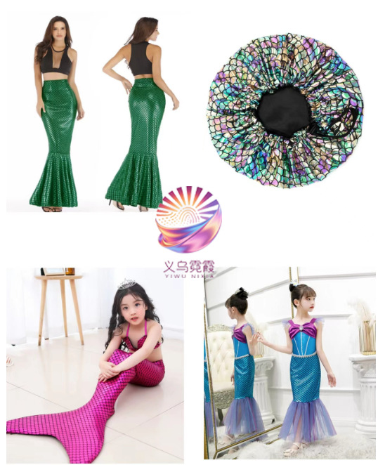 镭射四面高弹鱼鳞布牛奶丝氨纶烫金面料美人鱼裙舞台服装装饰布详情6