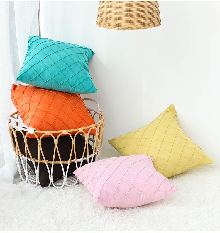 Diamond-shaped suede pillowcase, solid color square simple pillow, office sofa waist pillow, home decoration cushion pic 17