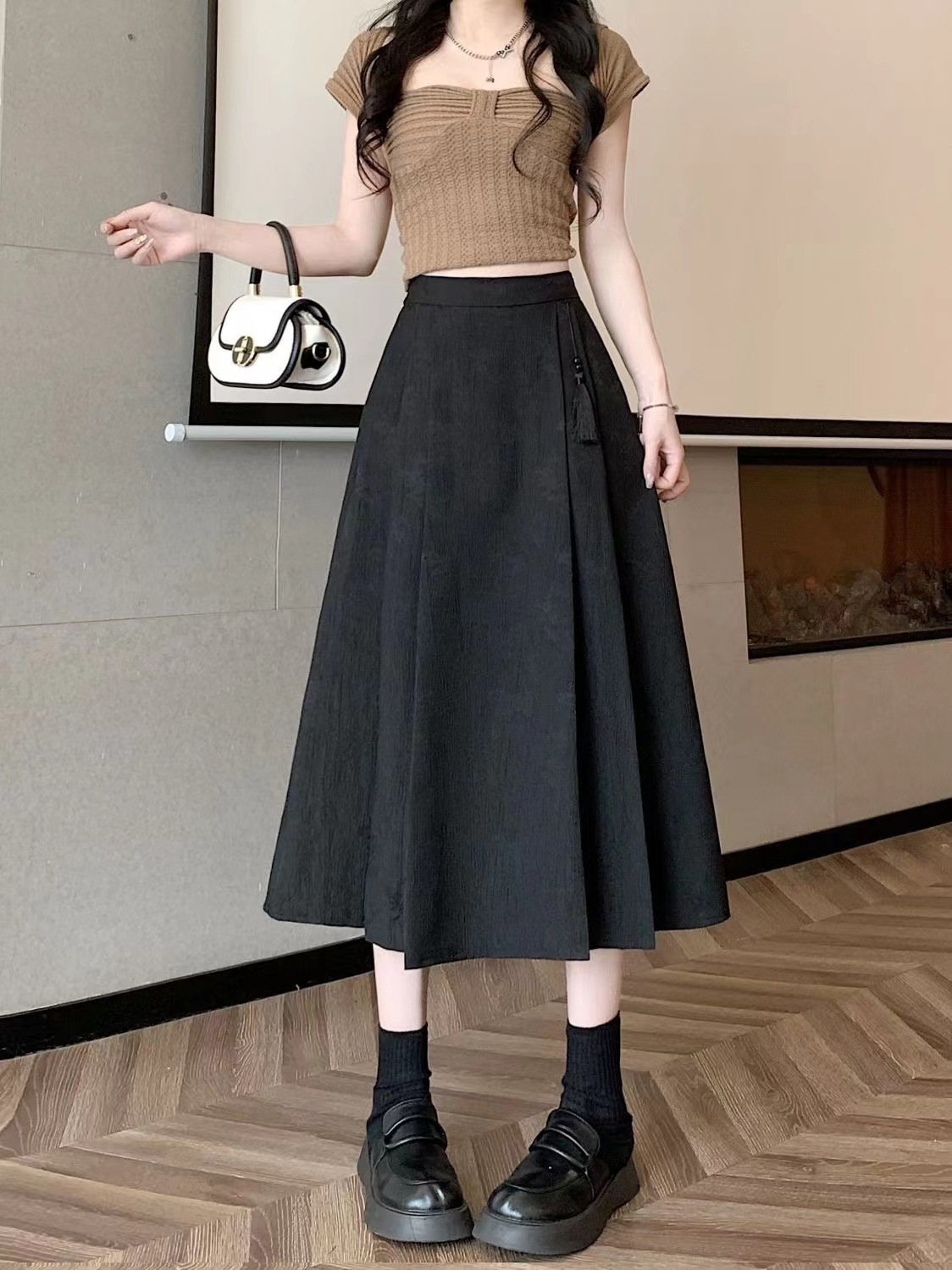 新中式国风粉色半身裙女装马面中裙夏2024新款气质a字百褶裙国潮详情8