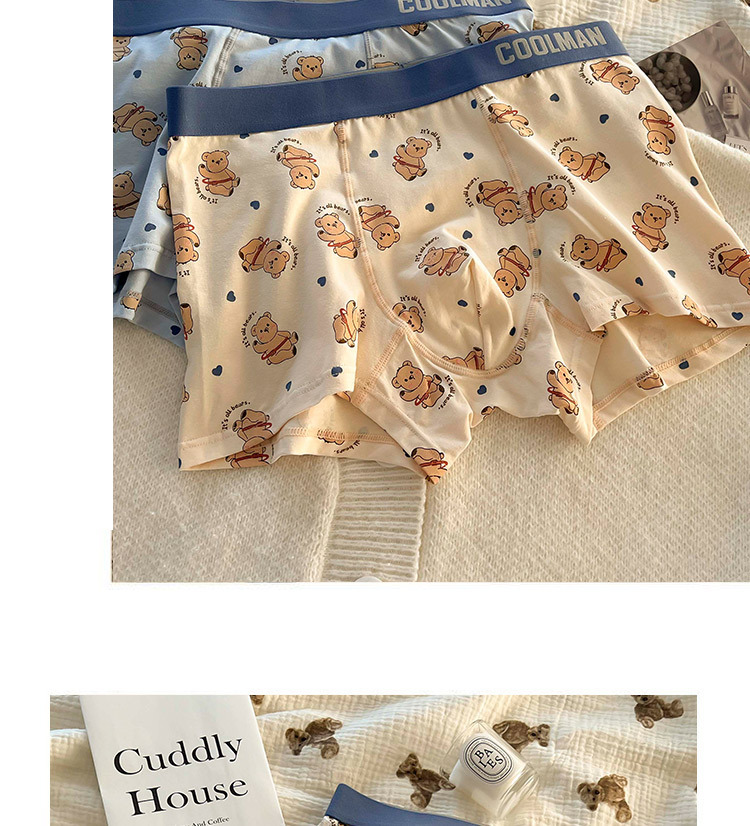 熊熊男友可爱卡通男士内裤无痕棉柔高弹舒适透气中腰平角四角裤详情13