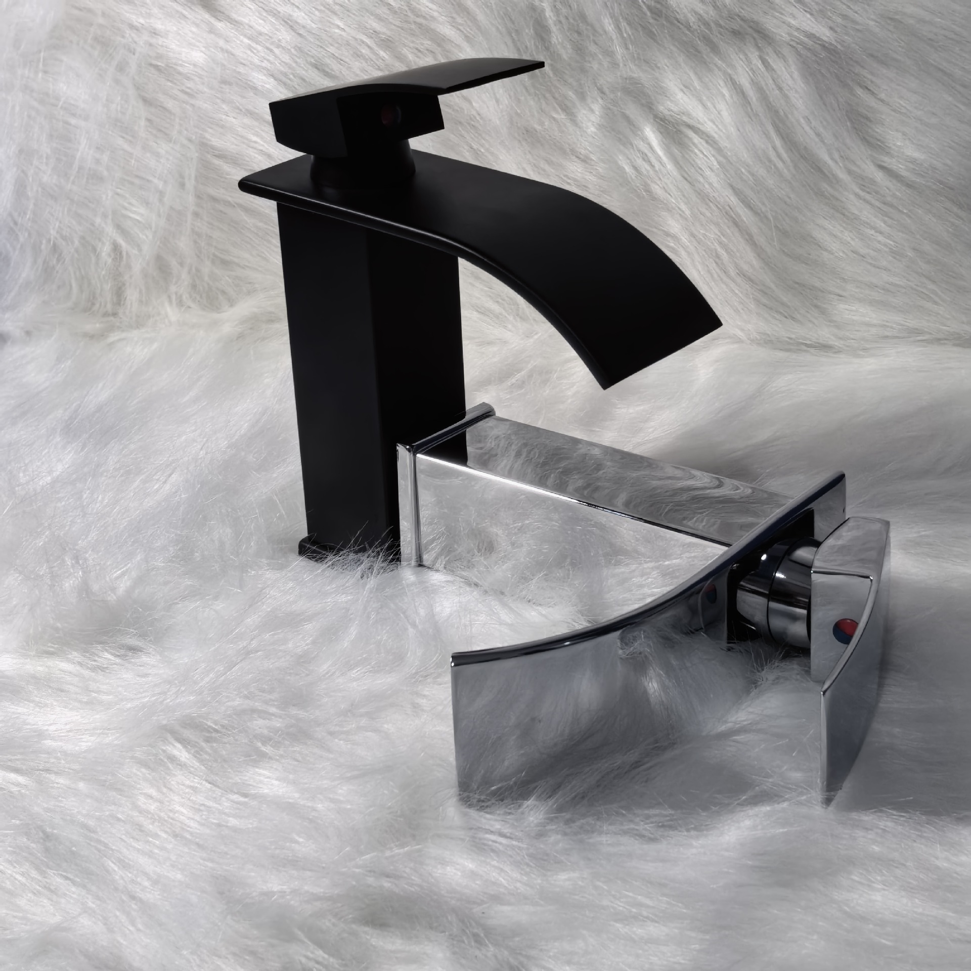 黑色瀑布洗脸盆水龙头洗手盆卫生间厕所台上面盆台盆龙头一件起批详情8