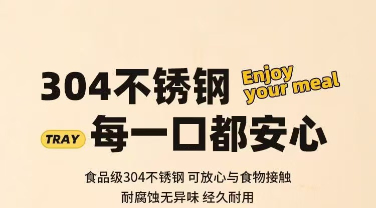 跨境不锈钢分格餐盘学生儿童饮食均衡盘大人减脂盘三格圆盘不串味详情6