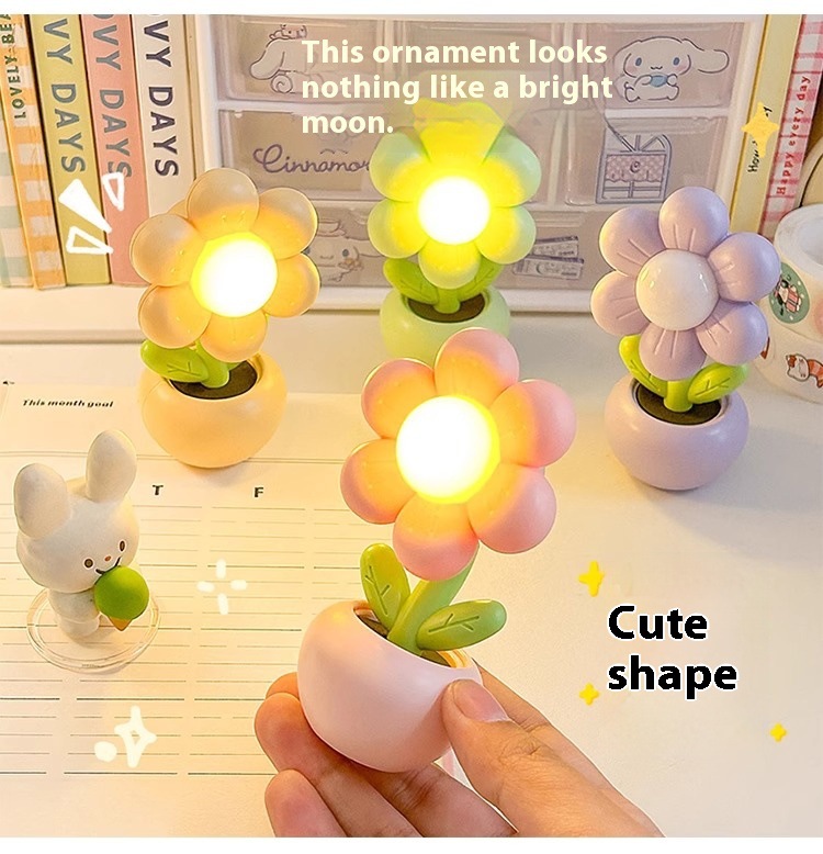 跨境小夜灯迷你小花床头创意不插电氛围灯礼物台灯可爱床头摆件详情7