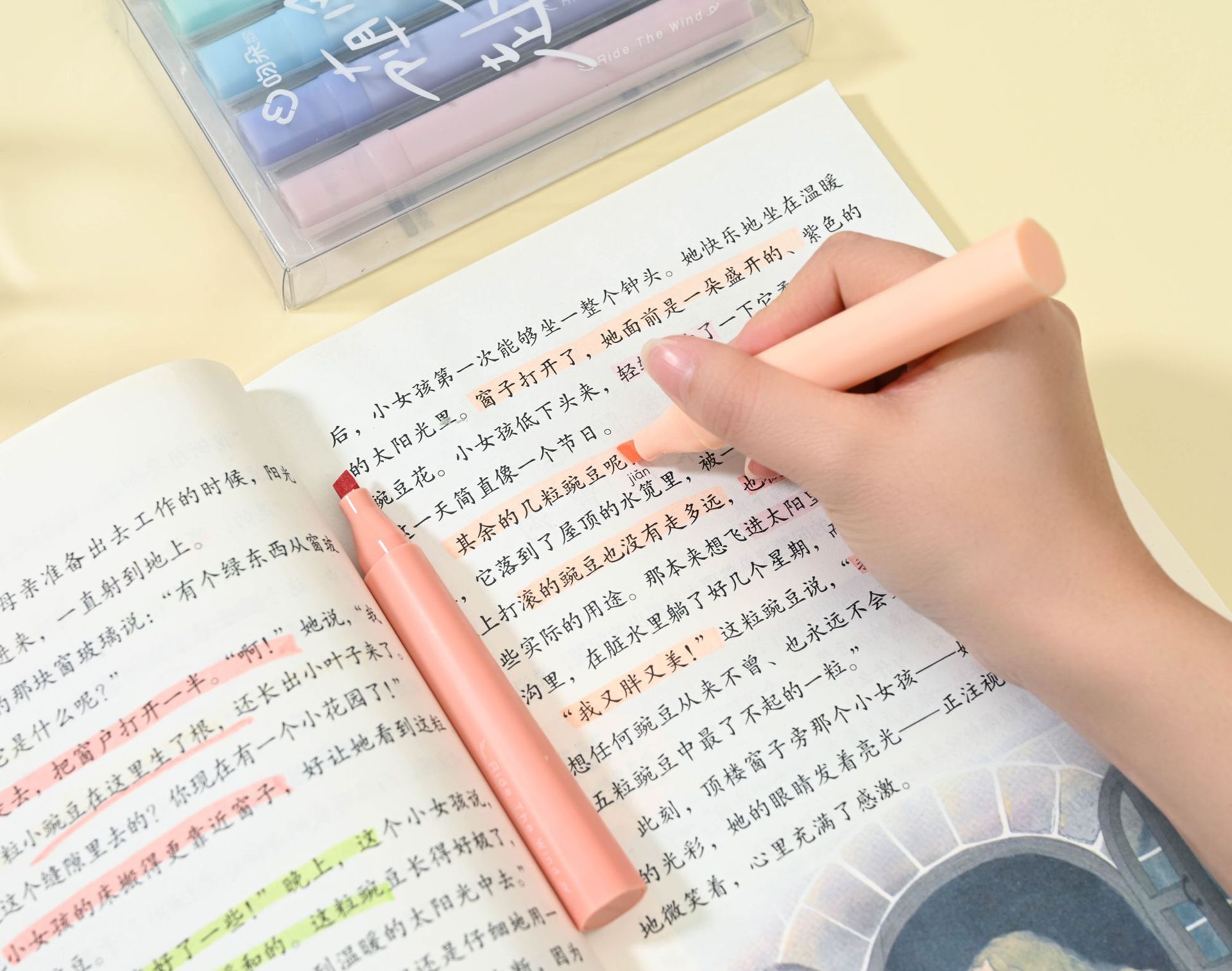 高颜值荧光笔护眼色系划重点绘图手账笔简约可爱学生用笔批发详情10