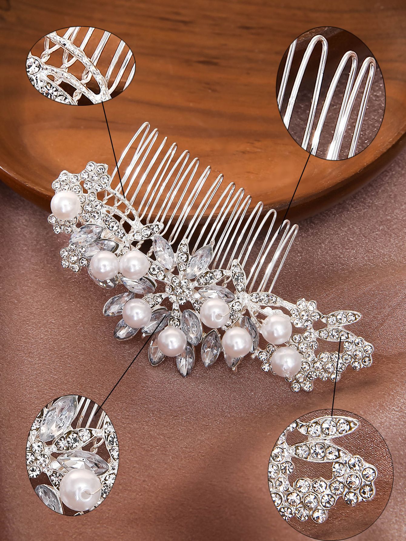 新娘头饰 插梳 新娘饰品结婚纱配饰 纯手工珍珠新娘发梳插梳详情6