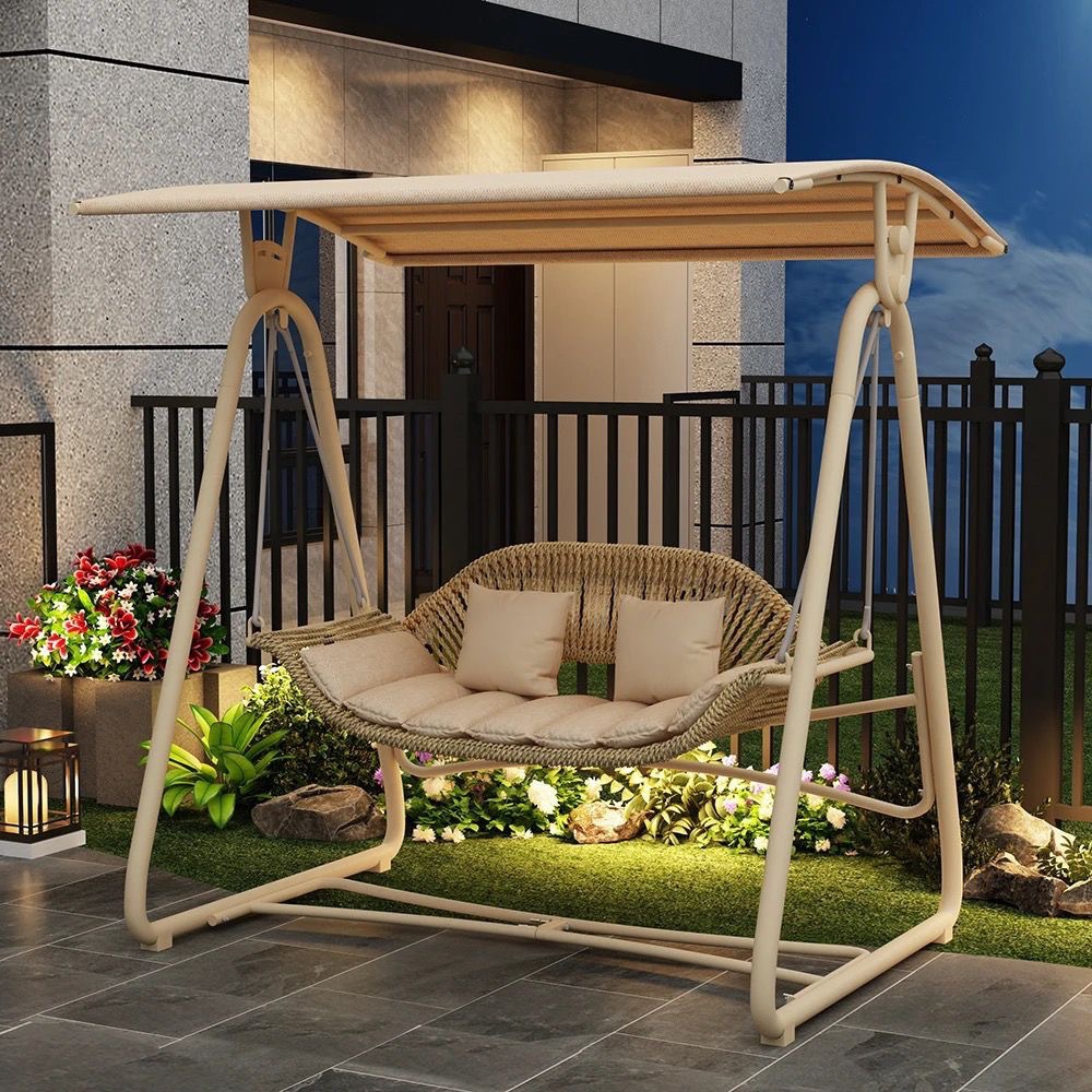 Outdoor swing, courtyard cradle, hanging chair, villa garden, balcony, terrace, leisure, lazy person, Internet celebrity, double rocking chair swing pic 1