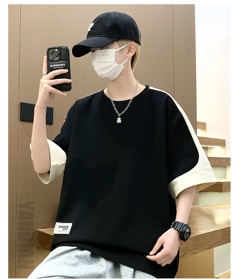 A large-sized short-sleeved T-shirt for men, a new summer 2024 half-sleeved base layer, is a trendy outfit for men on Instagram pic 28
