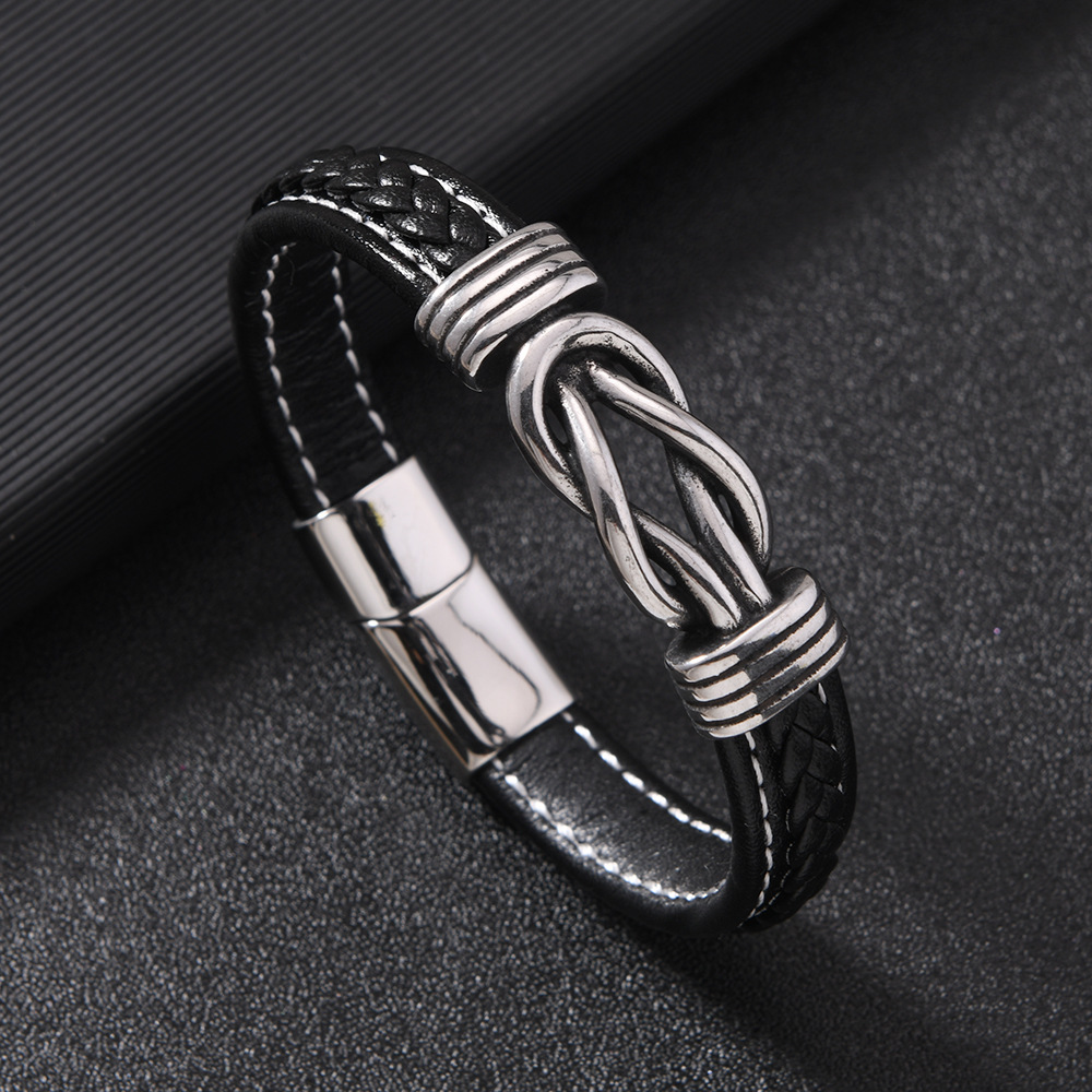 速卖通希音爆款男士手环 多层编织皮革手链时尚个性磁吸扣手链详情24