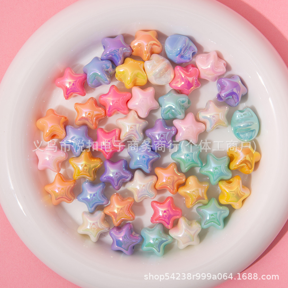 马卡龙色五角星直孔散珠串珠diy手机链钥匙扣材料配件五角星珠详情4
