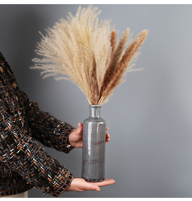 2025 Cross-border Rural Ice-Crack Ceramic Vase in Gray, Blue and Green 3-piece Set Bohemian Retro Home Decoration Farmhouse Vase pic 3