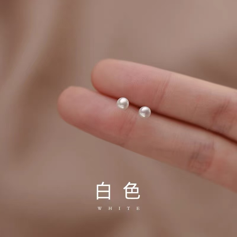 S999 sterling silver geometric retro freshwater pearl stud earrings for women, small, simple and mini high-end earrings wholesale pic 5