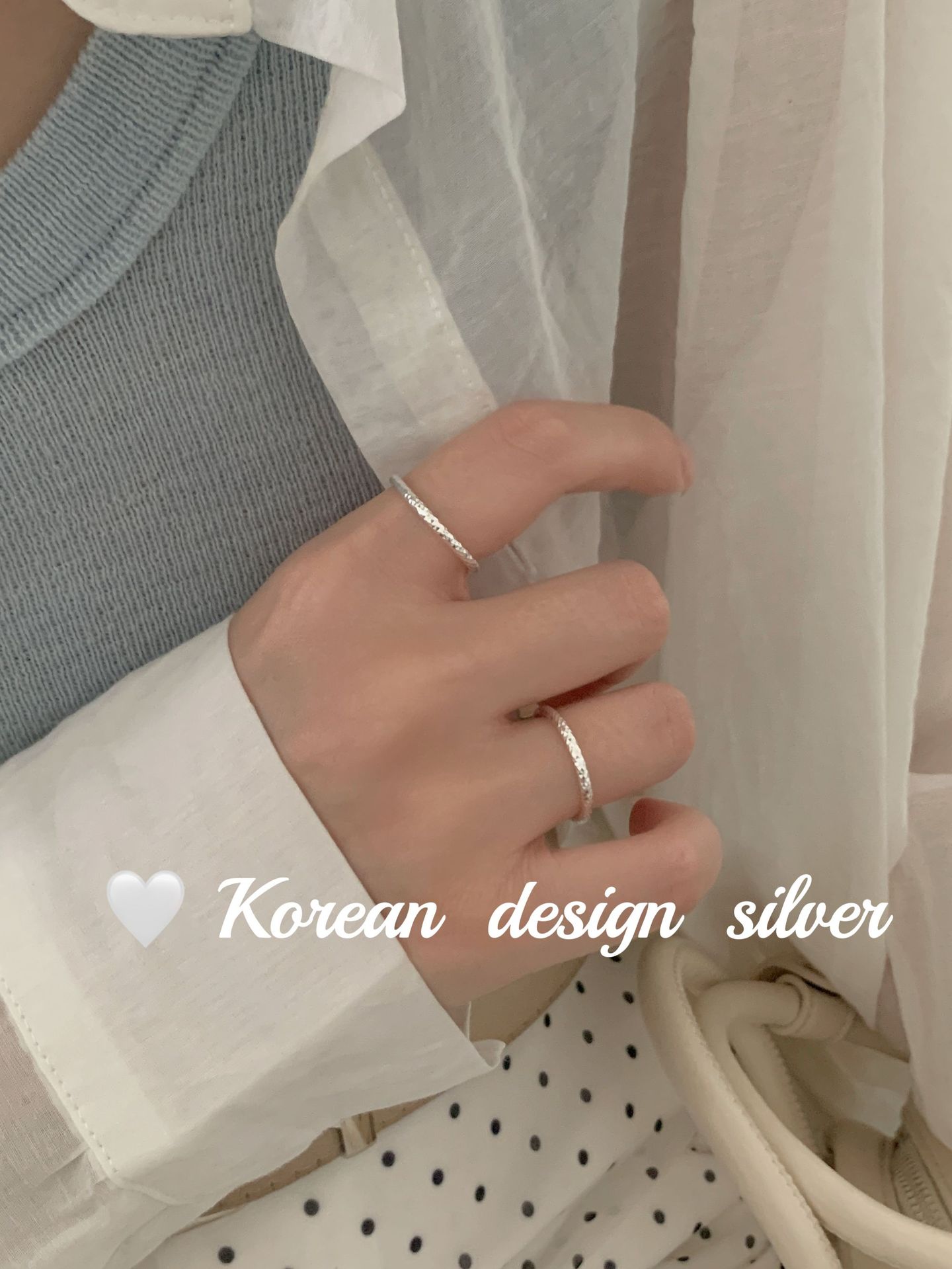 韩国Ins风小众银饰品批发 S925纯银简约碎冰冰戒指开口可调戒指女详情8