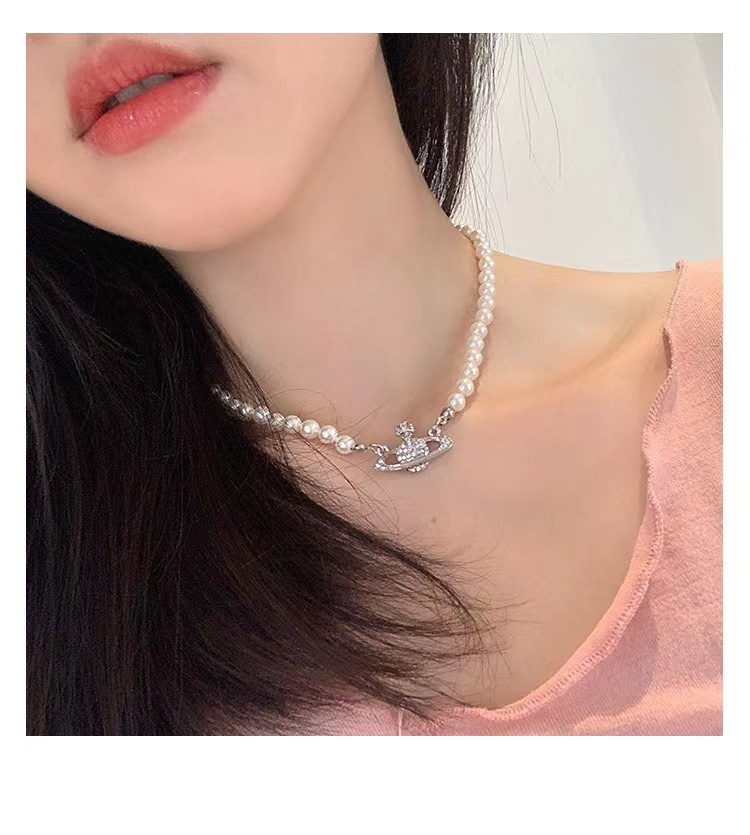 西太后Vivienne薇薇安土星珍珠项链锁骨链NANA朋克气质 ins颈链详情5