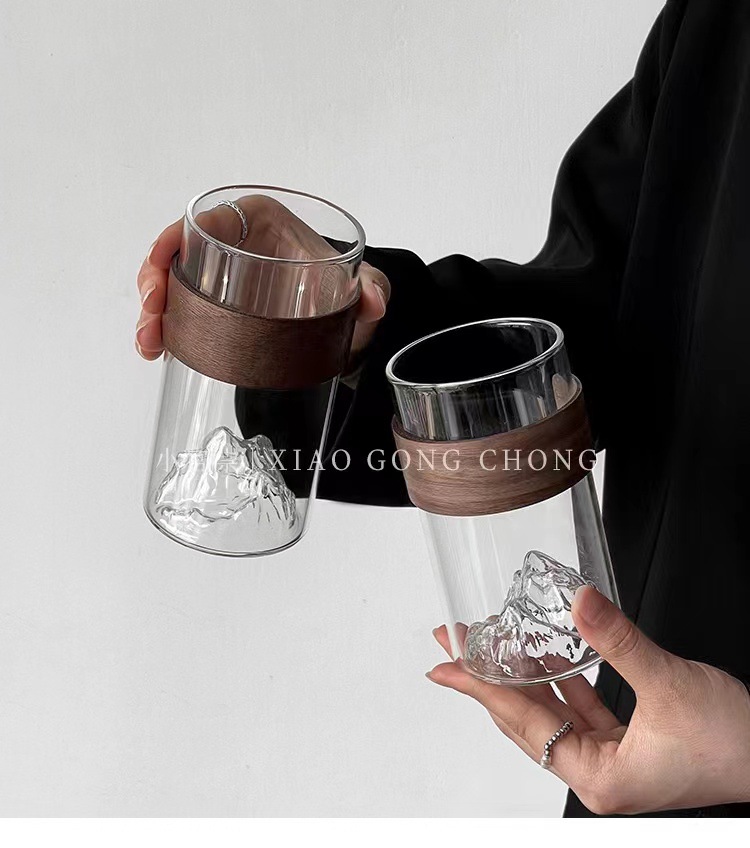 Japanese-style creative mountain-viewing glass cups, retro Chinese trend high-temperature resistant Fuji Mountain tea cups, household snow mountain cups, coffee water cups pic 8
