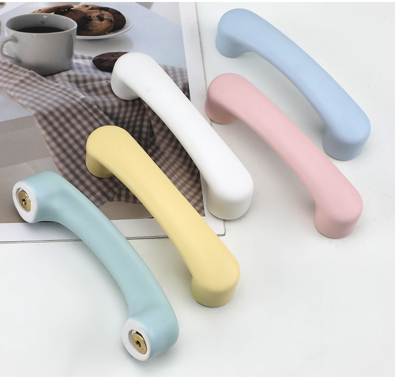 马卡龙彩色圆形拉手儿童房可爱衣柜门橱柜抽屉莫兰迪粉蓝色小拉手详情14