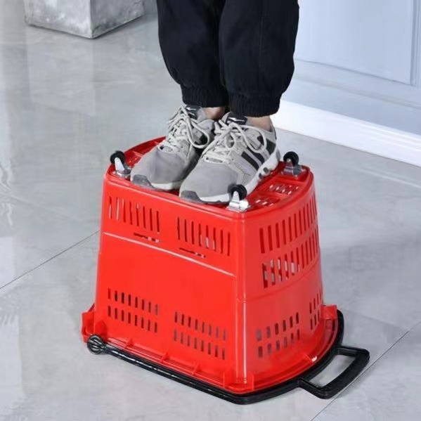 超市购物篮拉杆推车带轮子购物筐塑料手提篮买菜超市大号购物车详情4