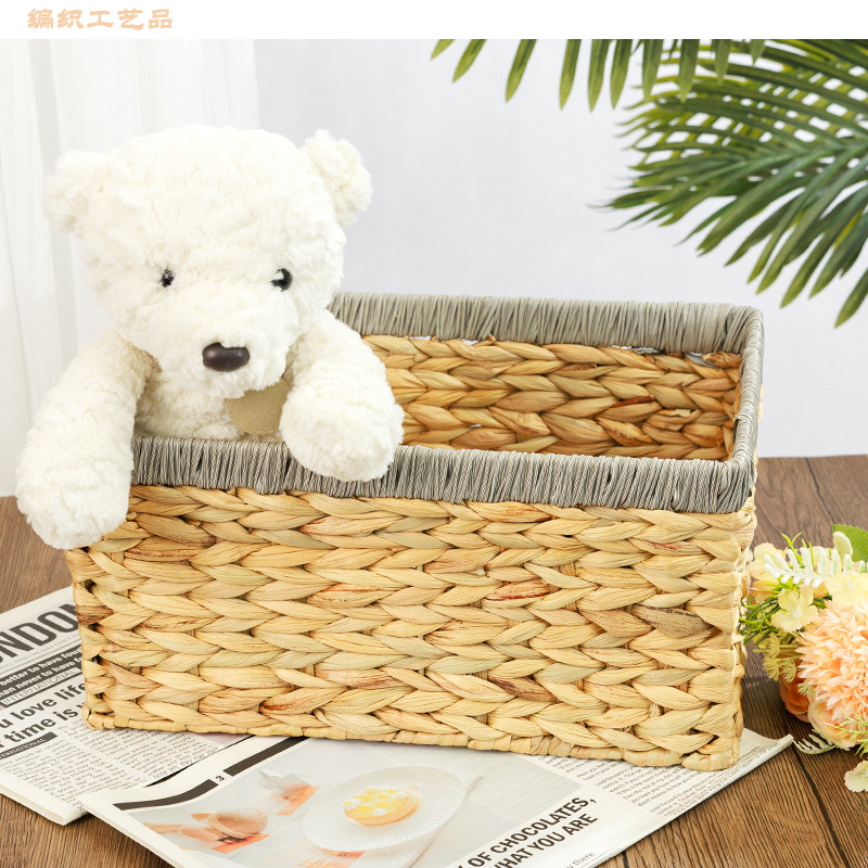 新款热销跨镜置物筐水葫芦草手工编织收纳篮草编篮子杂物收纳筐子详情25