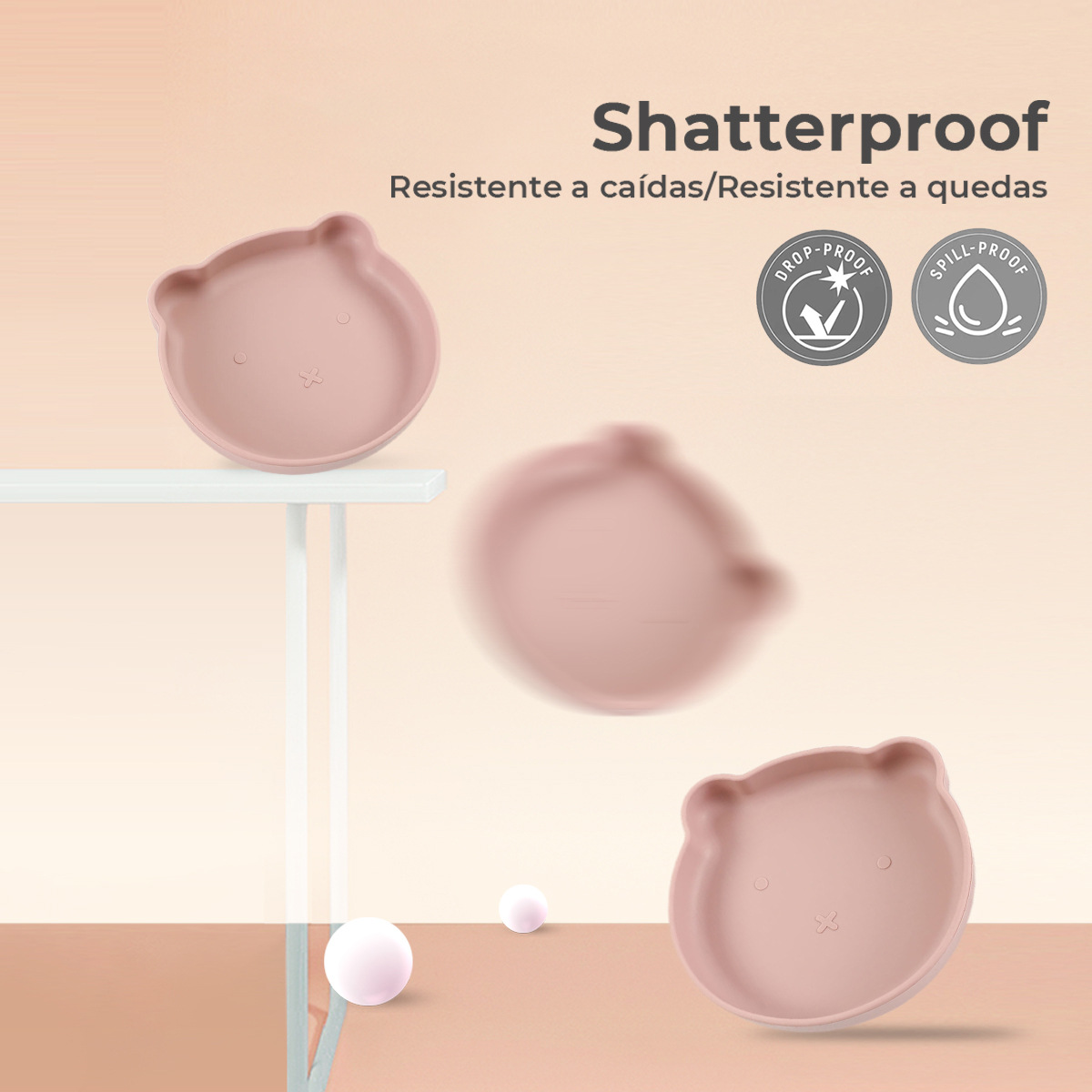 宝宝辅食吸盘碗耐高温防摔儿童喂养餐具食品级硅胶卡通母婴小熊盘详情6