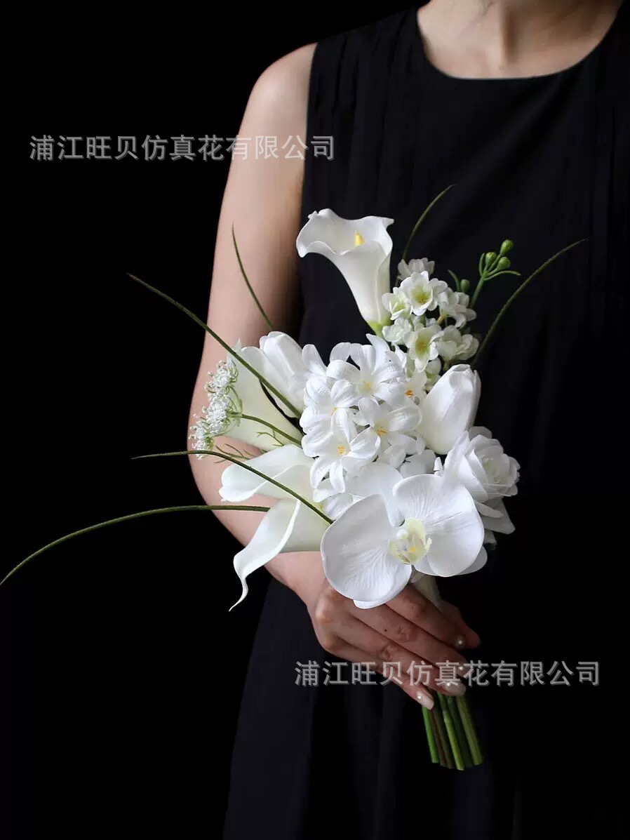 仿真花白色风信子马蹄莲新娘拍照手捧花影楼摄影婚纱照旅拍领证花详情2