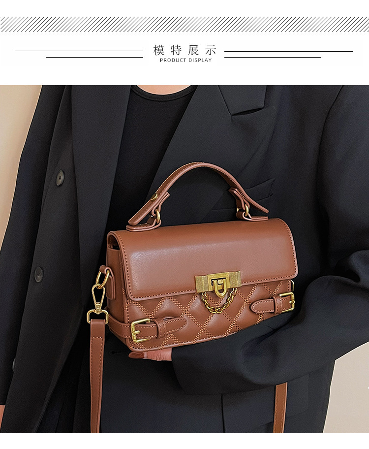 外贸新款菱格手提包包女2025复古百搭小方包春季质感单肩斜挎包详情16