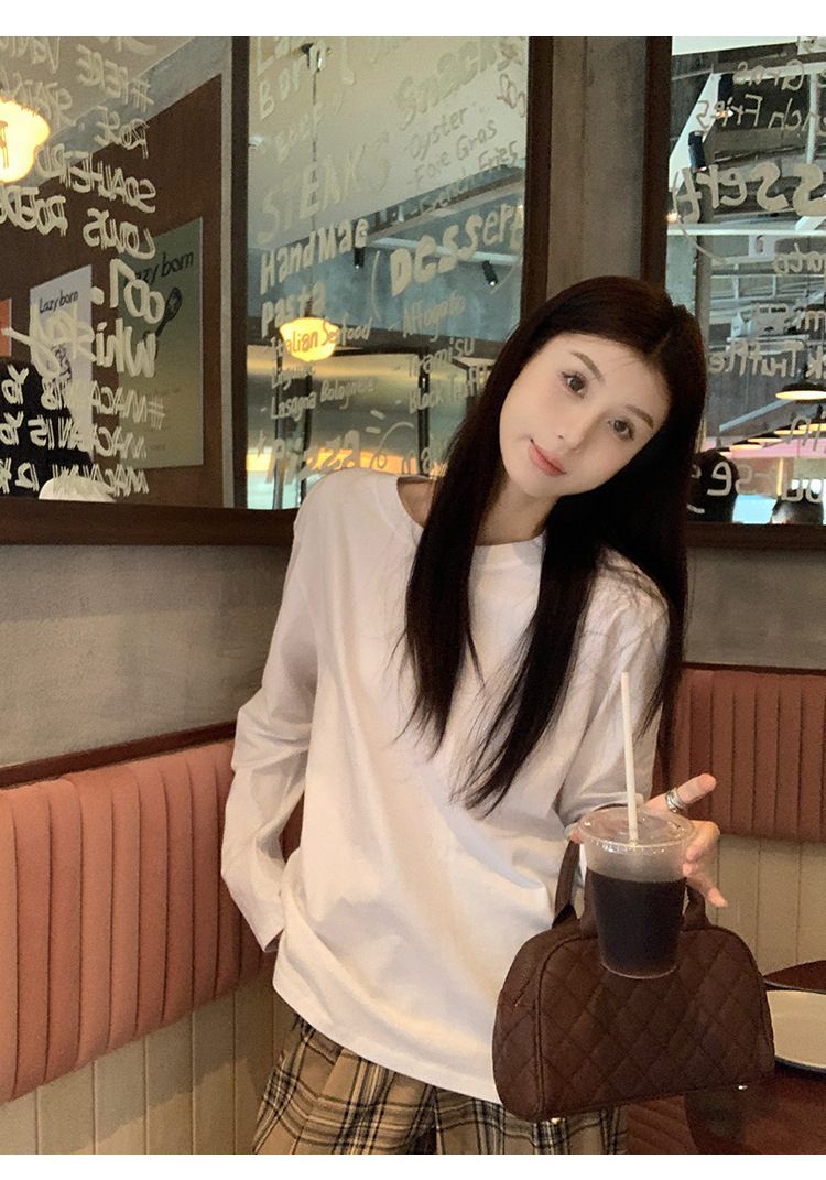 春秋长袖T恤女新款白色宽松内搭打底衫衣服韩系女装上衣一件代发详情6