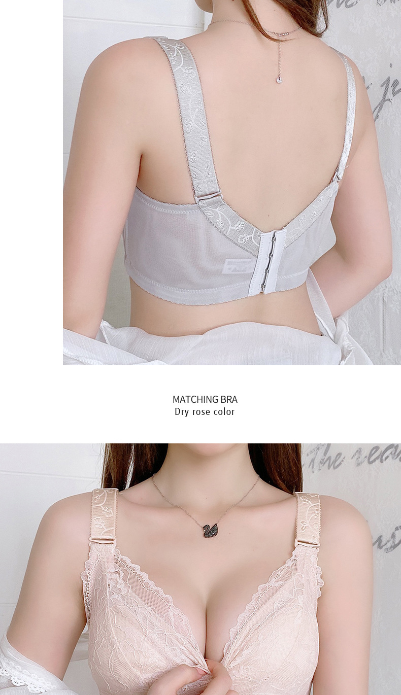 全罩杯大胸显小文胸薄款无钢圈内衣女聚拢防下垂收副乳调整型胸罩详情17