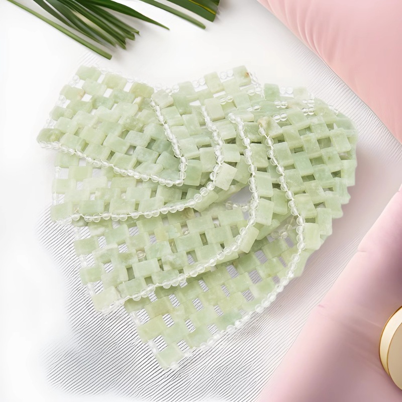 玉石美容工具编织玉石岫玉眼帘手编玉石面罩眼罩清凉舒适眼部专用详情10