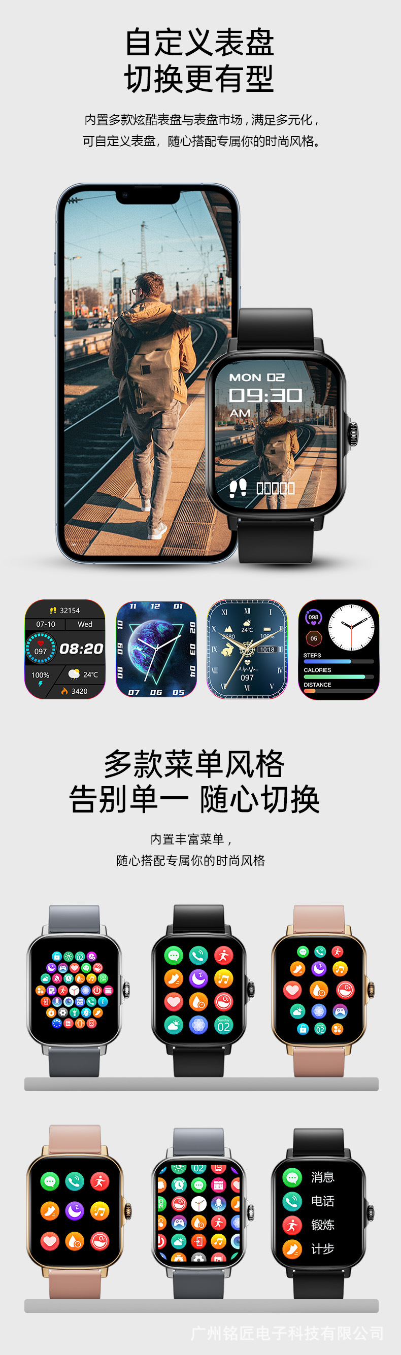 亚马逊速卖通爆款智能手表无创血糖检测心率防水运动蓝牙通话手表详情19