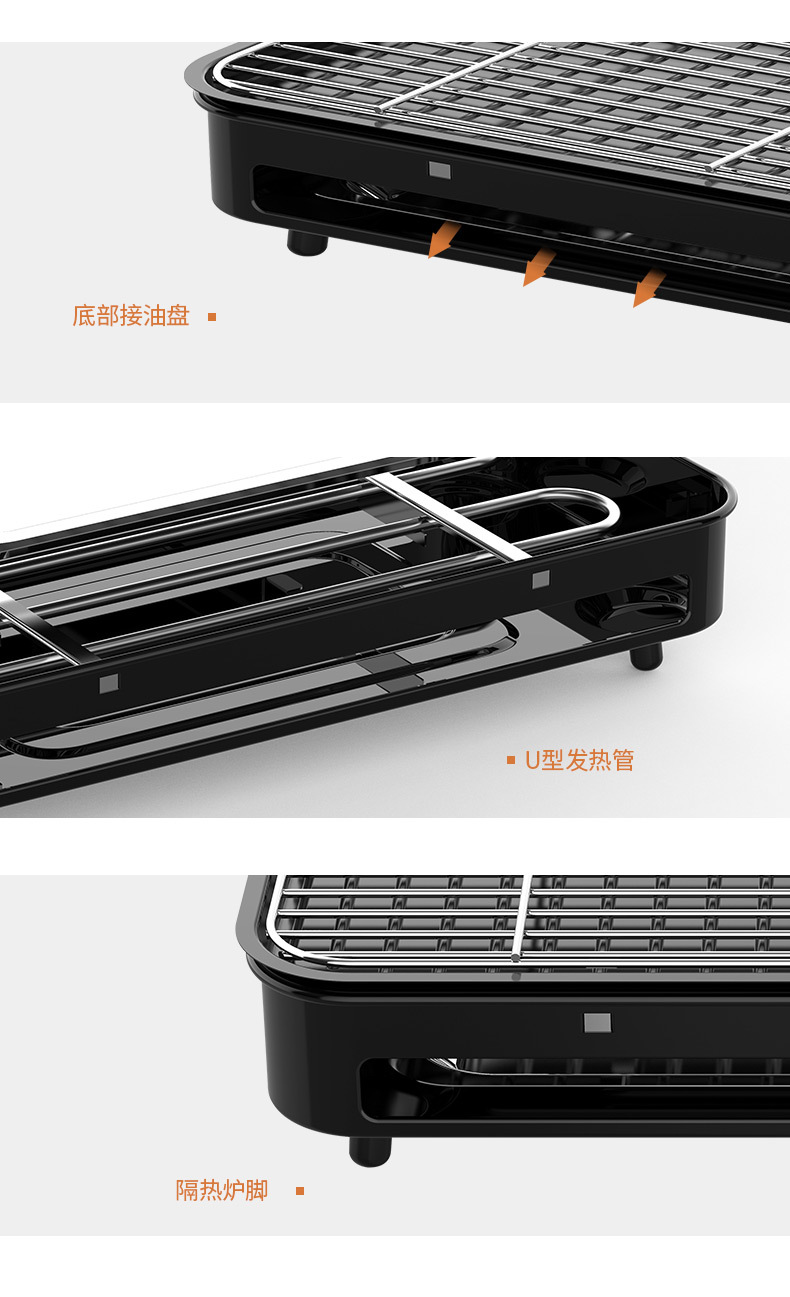 Cross-border SOKANY6112 electric barbecue grill, home gathering, low smoke, grill and net dual-purpose, foreign trade black and red mixed set pic 10