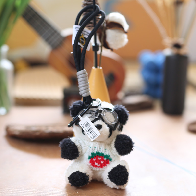 网红可爱萌毛衣小熊猫挂件毛绒玩具公仔大熊猫包包挂饰钥匙扣娃娃详情7