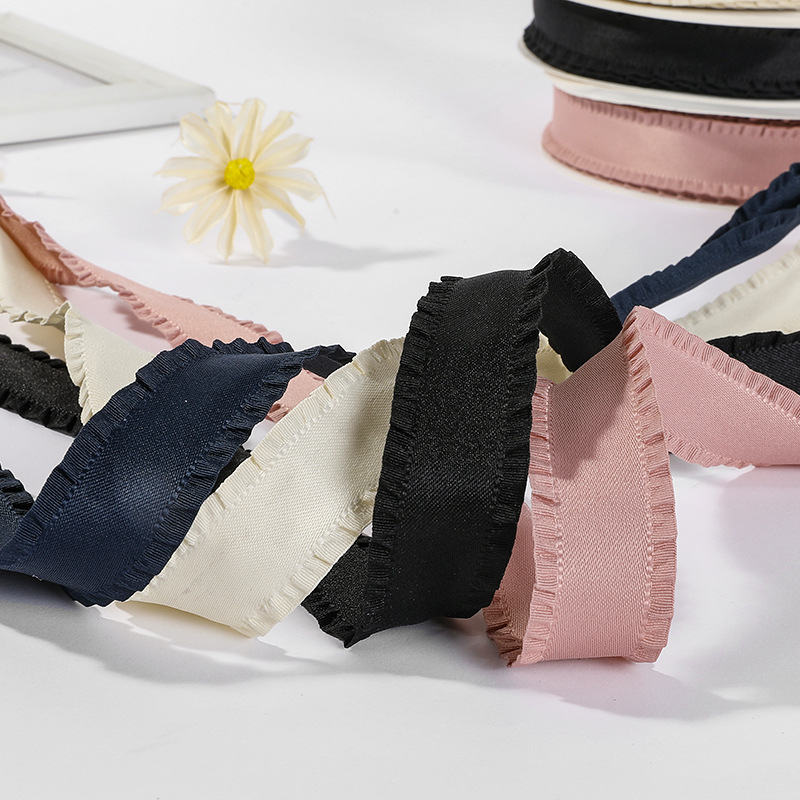 韩版定制款涤纶荷叶边缎面丝带皱边DIY裙边褶皱织带详情7