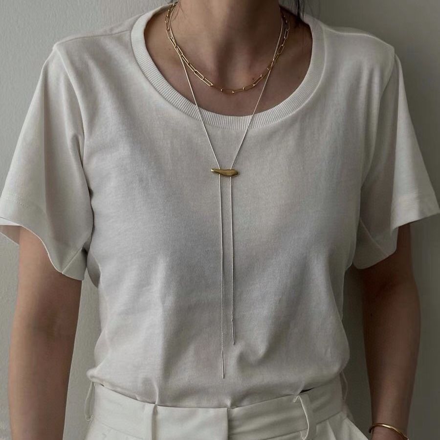 日韩ins风金属细长链条撞色卡扣可抽拉项链时尚简约小众设计颈链详情3