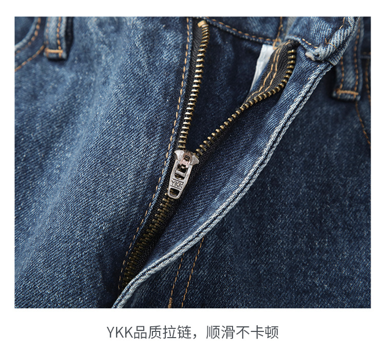 新款深蓝色美式复古休闲百搭水洗牛仔裤男直筒宽松阔腿男装长裤子详情21