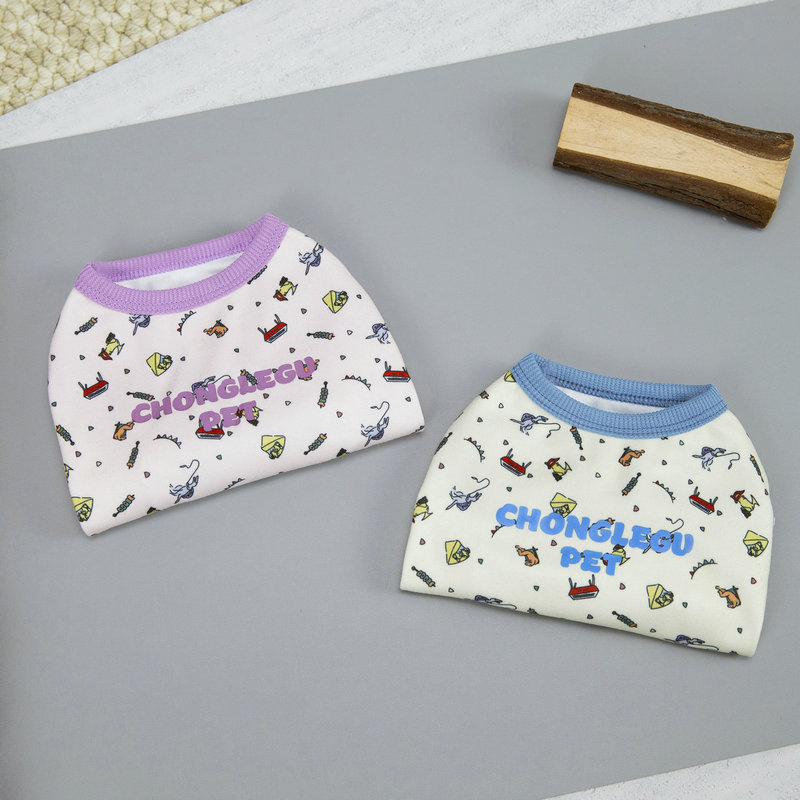 春夏宠物薄款背心 狗狗卡通印花衣服泰迪比熊博美小型犬猫咪通用详情4