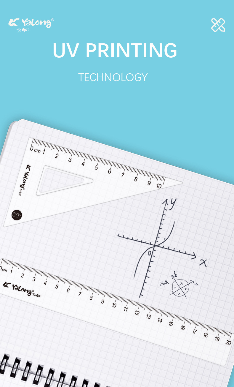 Yalong Cross-border Hardcover Rulers, school supplies wholesale geometric rulers, 20 cm plastic multi-size ruler sets pic 5