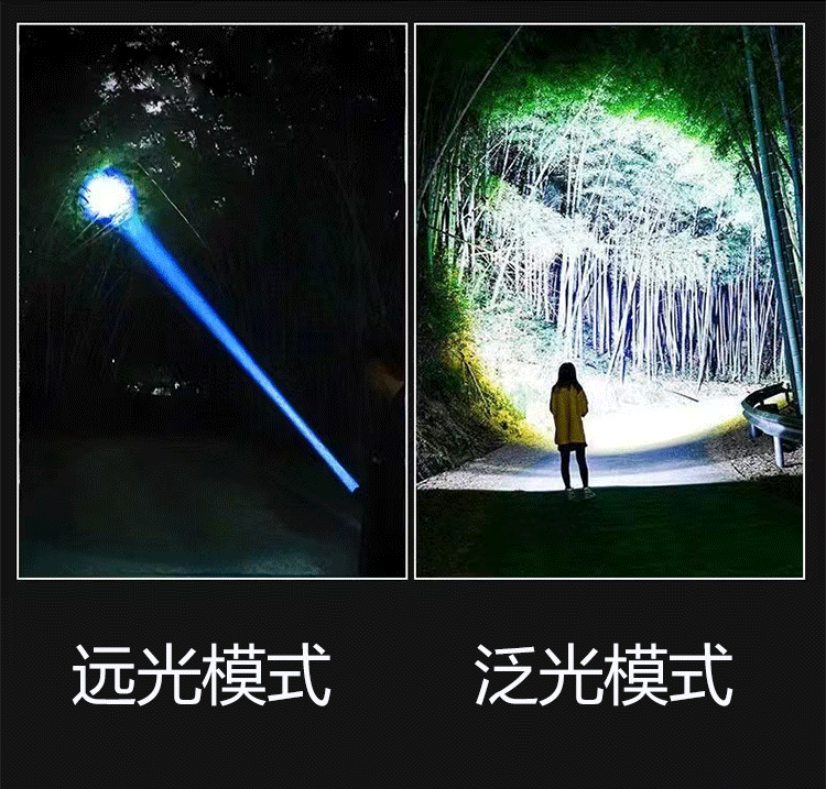Wholesale of cross-border dual-source led rechargeable flashlights with intense and bright light, outdoor hiking long-lasting lighting fixtures pic 4