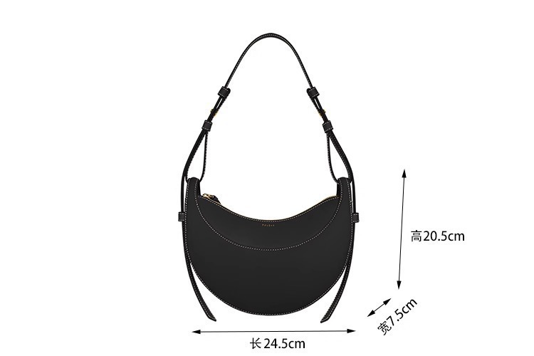 法国小众polene月牙包女真皮poleno半月腋下包包斜挎马鞍包新款详情2