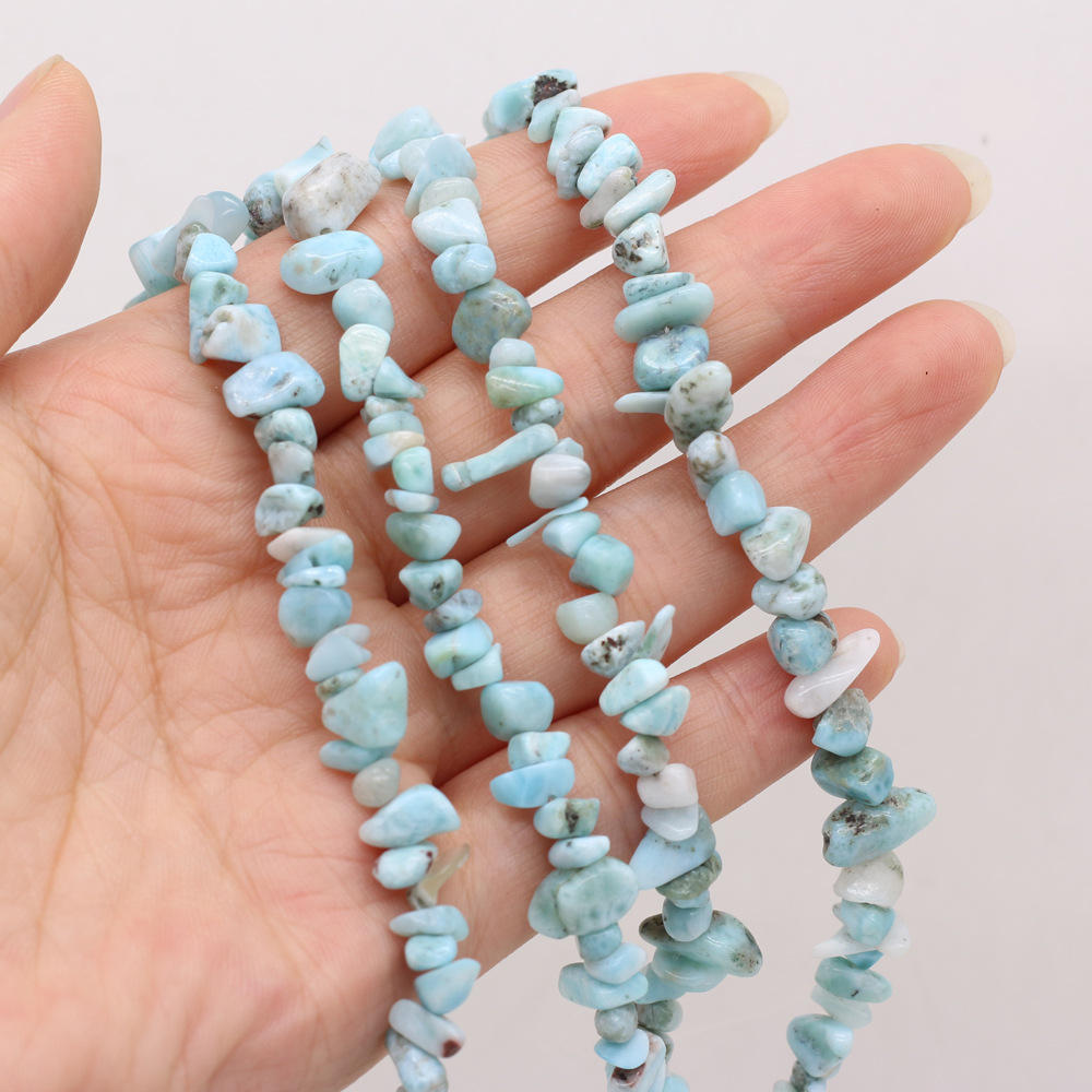 Natural crushed stone green Dongling blue pine raw stone beads with holes semi-finished DIY jewelry handcrafted accessories wholesale pic 10