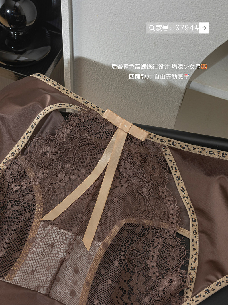 法式辣妹豹纹蕾丝内裤女性感纯欲半圆镂空花边高级缎面女士三角裤详情26