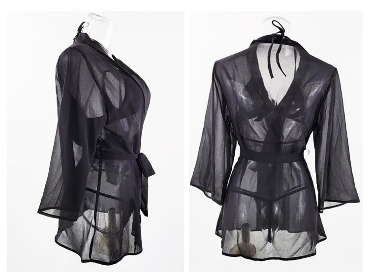 Sexy three-point underwear and outerwear two-piece set, light and transparent couple atmosphere home wear, fun pajamas 9005 pic 20