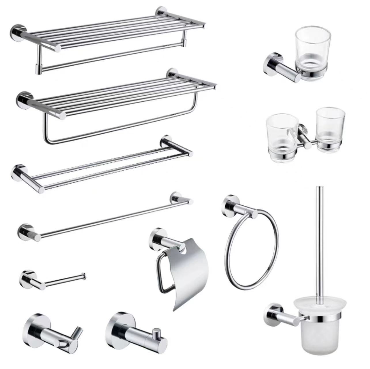 批发浴室挂件 简约不锈钢毛巾架 家用酒店卫生间浴巾架置物架套装详情8