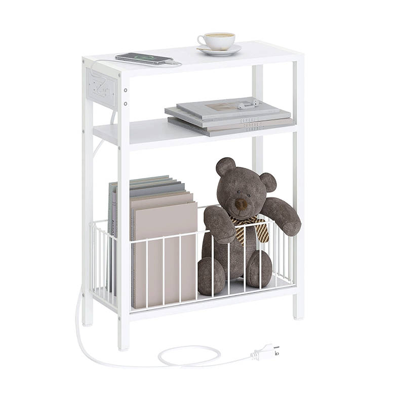 A few tables beside the sofa, modern and simple style, with storage baskets and sockets, small space living room, movable beside the sofa pic 2