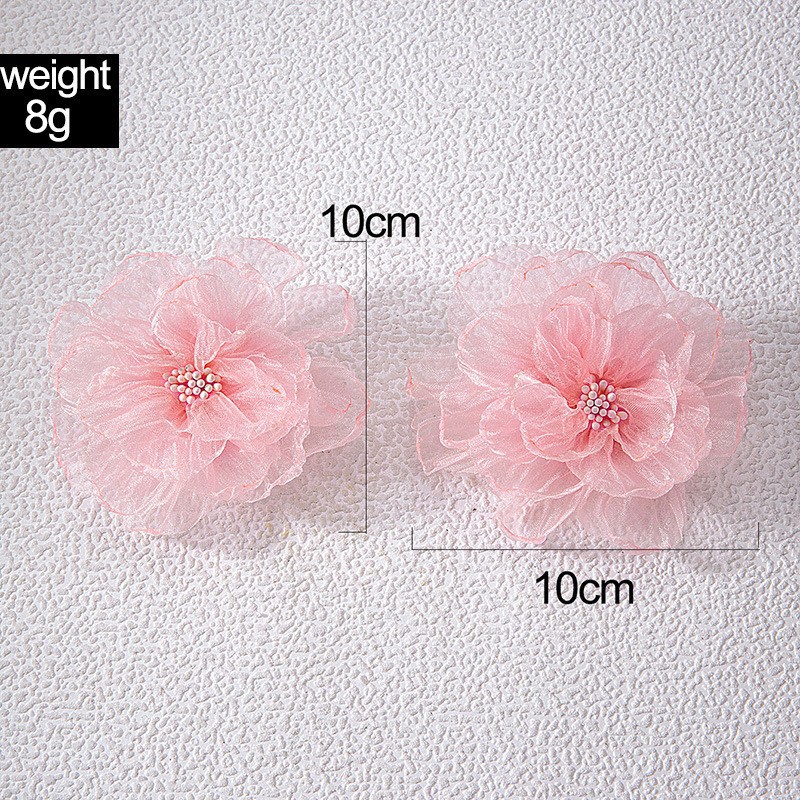 欧美跨境时尚清新布艺花朵流苏串珠优雅甜美情人节礼物耳坠耳环女详情5