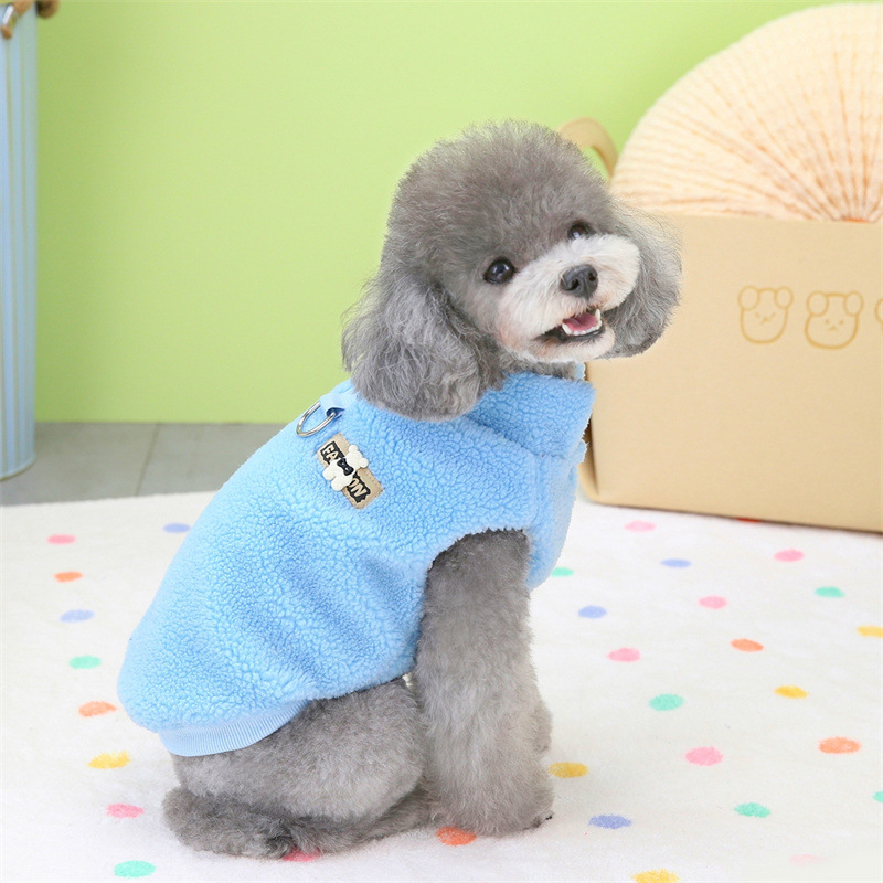 23年秋冬季新款可牵引加厚双层韩系羊羔绒宠物狗狗马甲详情12