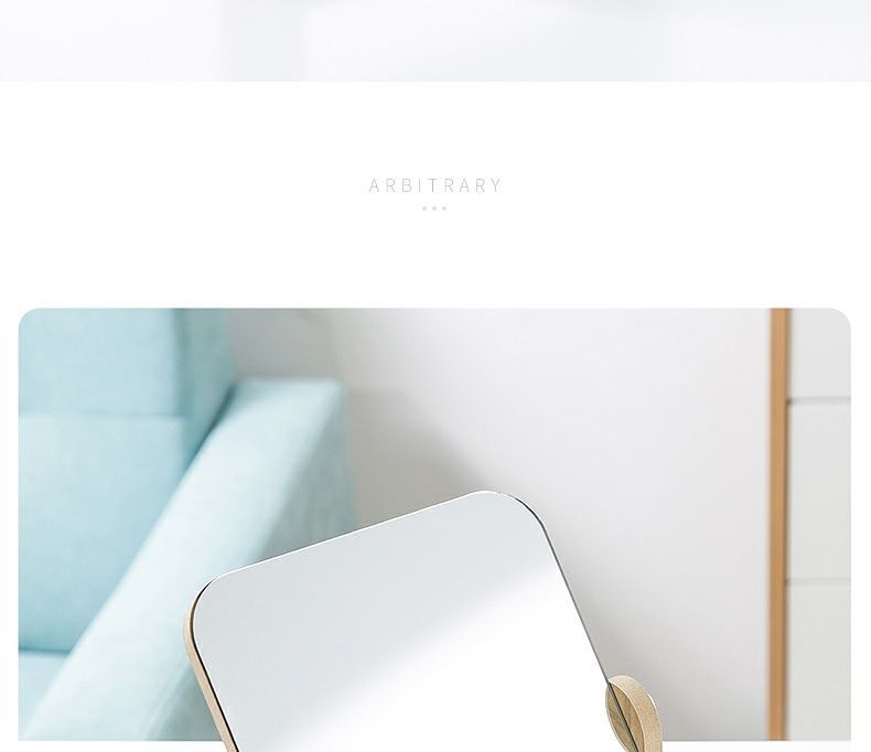 网红高清镜子宿舍用木质化妆镜可旋转台式桌面大号学生梳妆360度详情10